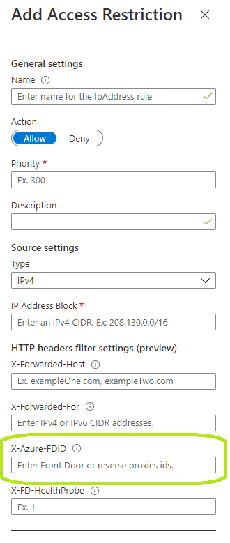 App Service Access Control rules